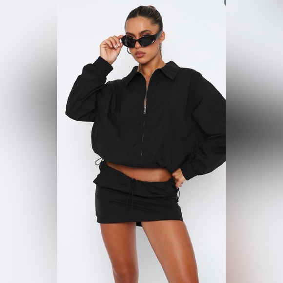 White Fox Boutique Off Duty Jacket Black Sz S/M - Picture 7 of 11